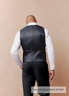 front Savile Charcoal Wool Blend Suit Vest