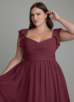 Azazie Anaya Abiti da Damigella Abito A-Line in Chiffon Scollo a Cuore Cabernet image14
