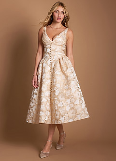 Vestido Crema Dorada Midi Sylvia image5
