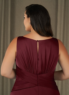 Azazie Viola Mother of the Bride Dresses Cabernet A-Line Pleated Stretch Satin Dress image10