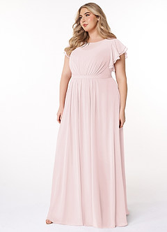 Azazie Daphne Modest Bridesmaid Dresses A-Line Ruffled Chiffon Floor-Length Dress image3