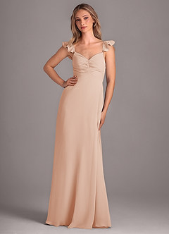 Azazie Kaylyn Robes de demoiselle d'honneur Robe Trapèze en Mousseline de soie Rayé Rose Perle image1