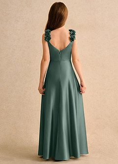 Azazie Rosita Girls Formal Robe Demoiselle D'honneur Fillette Robe Trapèze en Satin extensible Plissée Mousse De Mer image5