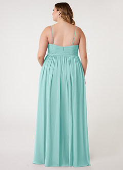 Azazie Alia Bridesmaid Dresses Aqua A-Line Pleated Chiffon Dress image7
