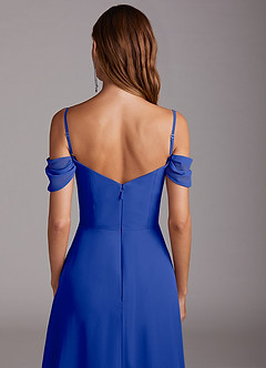 Azazie Marley Bridesmaid Dresses Royal Blue A-Line Off the Shoulder Chiffon Convertible Dress image10