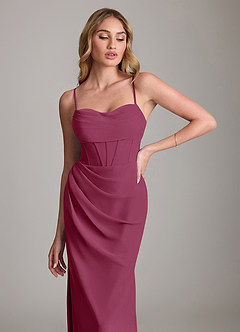 Azazie Mai Bridesmaid Dresses Mulberry Sheath Pleated Chiffon Dress image5