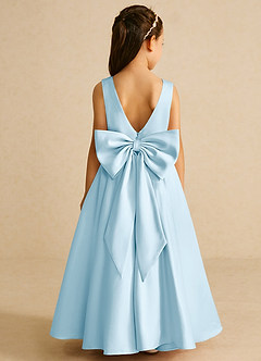 Azazie Pipsy Flower Girl Dresses Sky Blue A-Line Bow Matte Satin Dress image1