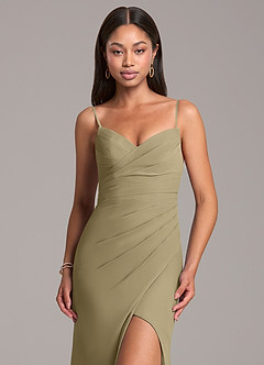 Azazie Yola Final Sale Moss Green Mermaid Strapless Chiffon Convertible Dress image2