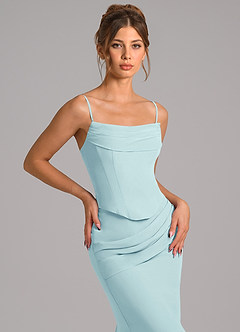Azazie Sorrel Bridesmaid Dresses Sea Glass Mermaid Corset Chiffon Dress image8