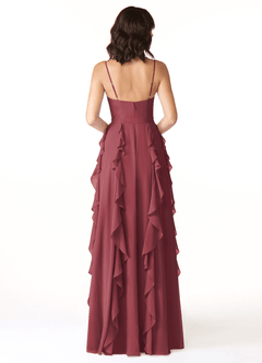 Azazie Peyton Bridesmaid Dresses Merlot A-Line Ruched Chiffon Dress image2