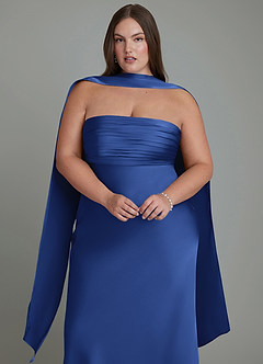 Azazie Saylor Abiti da Damigella Abito Sirena in Raso Elasticizzato Senza Spalline Blu Reale image18