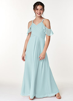 Azazie Dakota Junior Mist A-Line Off the Shoulder Chiffon Dress image4