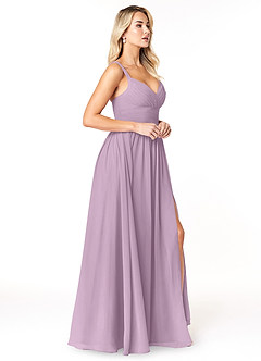 Azazie Chanel Robes de demoiselle d'honneur Robe Trapèze en Mousseline de soie Plissée Glycine image4