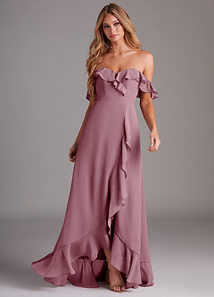 Azazie Lyra Bridesmaid Dresses Vintage Mauve A-Line Chiffon Convertible Dress image4