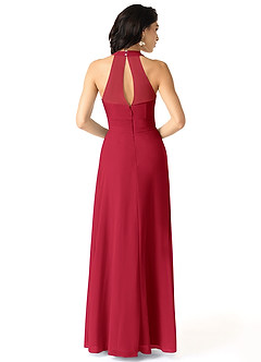 Azazie Danica Bridesmaid Dresses Scarlet A-Line Pleated Chiffon Dress image2