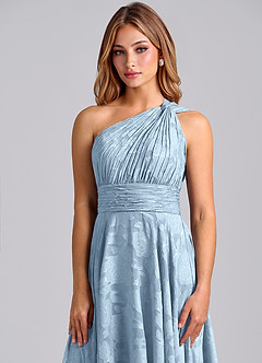 Azazie Charlize 신부 들러리 드레스 A라인 한쪽 어깨 플로럴 번아웃 바닥 길이 드레스 image6