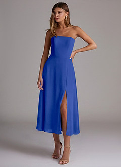Azazie Wren Bridesmaid Dresses Royal Blue A-Line Strapless Chiffon Dress image1