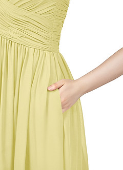 Azazie Angie Abiti da Damigella Abito A-Line in Chiffon Corsetto Sorbetto Al Limone image7