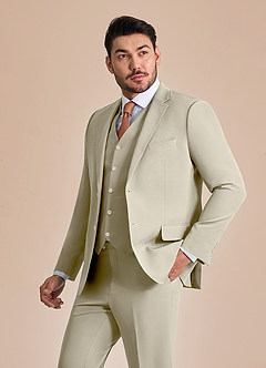 front James Tan Structured Stretch Suit Jacket