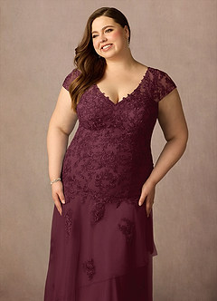 Azazie Romy Kleider für die Brautmutter Meerjungfrau-Linie V-Hals Pailletten Tüll Kleid Cabernetrot image11