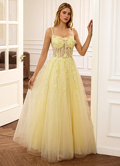 Eloise Jaune Robe de bal bustier à broderie florale et sequins, coupe trapèze image4