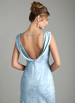 Azazie Kieryn Bridesmaid Dresses Sky Blue Mermaid Pleated Floral Burnout Dress image8