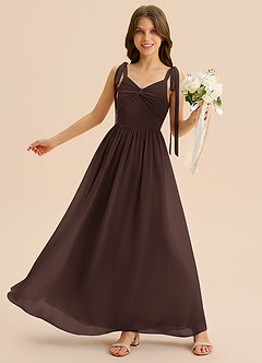 Azazie Izzy Junior Vestido de Ganache de Gasa de Corte en A con Plisado image3