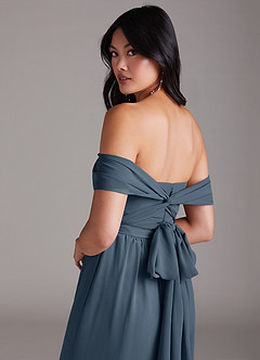 Azazie Lamara Brautjungfernkleider Wandelbar Schulterfrei Chiffon Overall/Jumpsuit Neptunblau image6