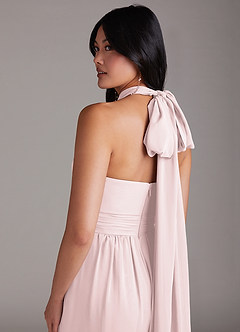 Azazie Lamara Robes de demoiselle d'honneur Combinaison Convertible en Mousseline de soie Épaule décolletée Rose Pâle image11