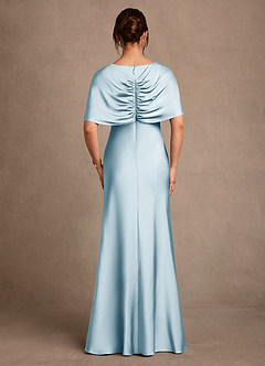 Azazie Dosia Moeder van de bruid jurken Kolom Jurk van Stretch Satijn Geplooid Hemelsblauw image3