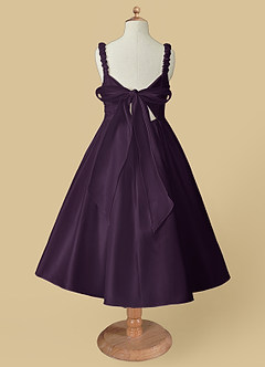 Azazie Cutie Pie Flower Girl Dresses Plum A-Line Pleated Matte Satin Dress image5