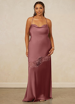 Christian Siriano Bridal for Azazie 1012 Bridesmaid Dresses Amethyst Sheath Lace Stretch Satin Dress image11