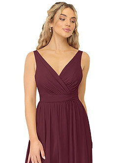 Azazie Kora Jurken voor bruidsmeisjes Jurk van Chiffon met A-Lijn Geplooid Cabernet image6