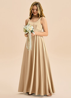 Azazie Gabby Junior Klä av A-Line i Stretch Satin Plisserad image4