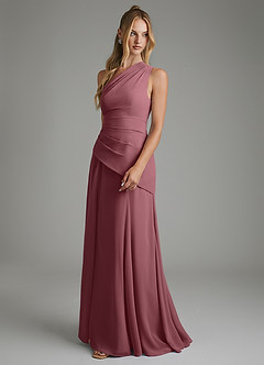 Azazie Holly Bridesmaid Dresses Desert Rose A-Line Corset Chiffon Dress image5