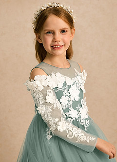 Azazie Lilah Flower Girl Klänningar Klänning A-linje i Tyll Spets image6
