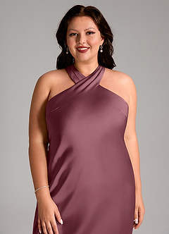 Azazie Doretta Bridesmaid Dresses Desert Rose Mermaid Pleated Stretch Satin Dress image12
