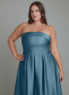 Azazie Lucienne Vestidos de damas de honor Vestido Bermudas de Satén Elástico de Línea A Convertible con Palabra de honor image13
