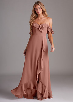 Azazie Lyra Bridesmaid Dresses Cedar Rose A-Line Chiffon Convertible Dress image4