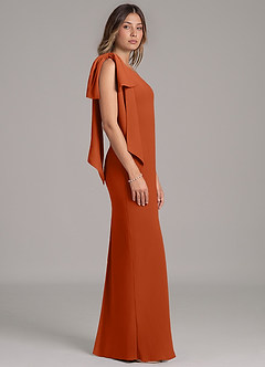 Azazie Capri Bridesmaid Dresses Burnt Orange A-Line One Shoulder Chiffon Dress image3