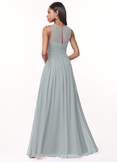 Azazie Nina Bridesmaid Dresses Dolphin Grey A-Line Pleated Chiffon Dress image2