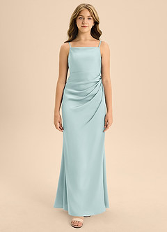 Azazie Renna Junior Mist A-Line Pleated Stretch Satin Dress image6