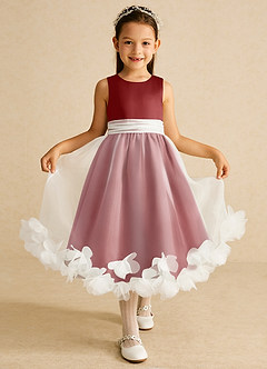 Azazie Stardust Flower Girl Dresses Rust A-Line Sleeveless Organza Dress image1