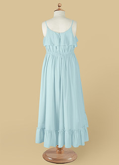 Azazie Karmen Flower Girl Dresses Sea Glass A-Line Ruched Chiffon Dress image9