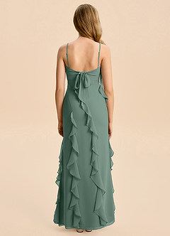 Azazie Phoebe Junior Sea Moss Sheath Ruched Chiffon Dress image2