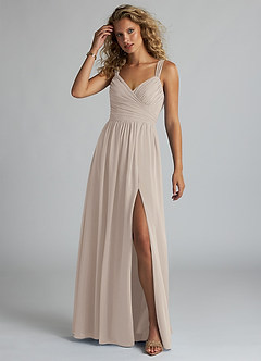 Azazie Aziza Bridesmaid Dresses Frost A-Line V-Neck Pleated Chiffon Dress image2