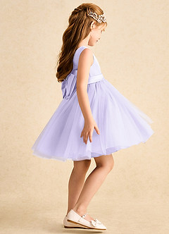 Azazie Jani Flower Girl Dresses Lilac A-Line Bow Tulle Dress image3