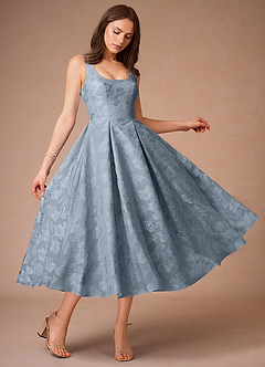 Briac Dusty Blue A-line Midi Dress image3