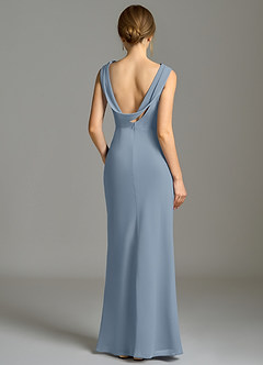 Azazie Kieryn Bridesmaid Dresses Dusty Blue Mermaid Pleated Chiffon Dress image2