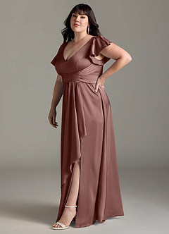Azazie Omari Bridesmaid Dresses Espresso A-Line Stretch Satin Dress image12